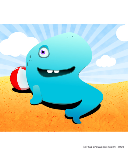Beached Whale|2009|Illustrator + Photoshop|Get it!  He's a 'beached' whale.  I so damn funny.