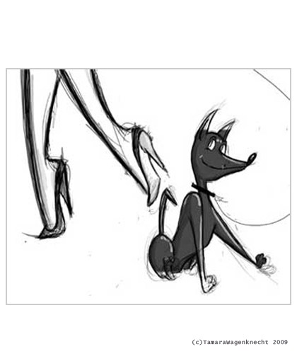 Walk|2007|Photoshop + Cintiq|Fun sketch I did for a family member.  She has a dog if you didn't guess.